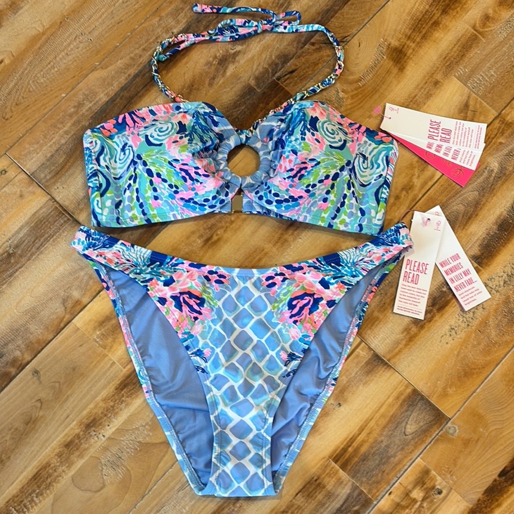 Lilly Pulitzer Bikini Set Multi Hidden Treasure size 10 - Picture 6 of 11